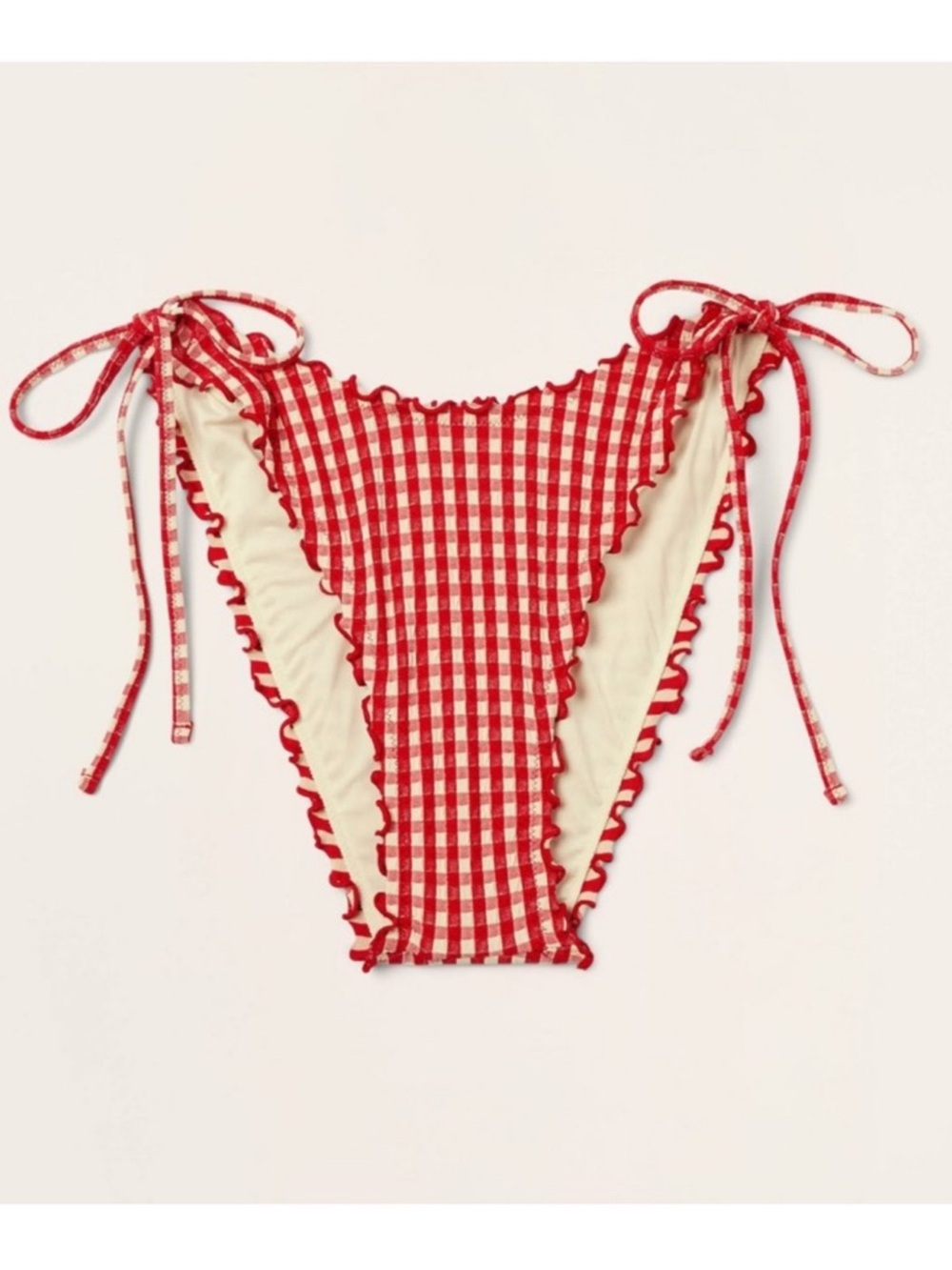 Parke x Target Red Gingham Lettuce Edge Bikini Bottoms M NWT
